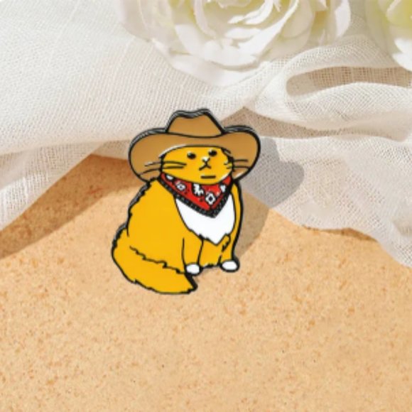 🍏50% OFF/3+...Cat in Cowboy Hat Pin - Picture 1 of 4